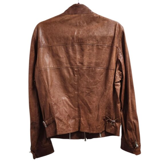 Brunello Cucinelli Riders Real Leather Jacket Brown Size S - Picture 5 of 16
